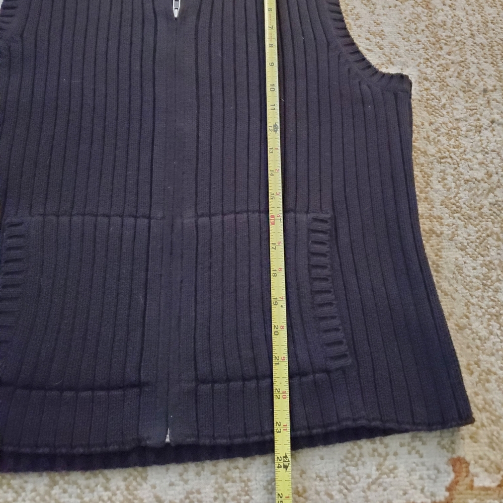 LAUREN RALPH LAUREN Ribbed Mock Neck Full Zip Vest Pockets L - Picture 10 of 11